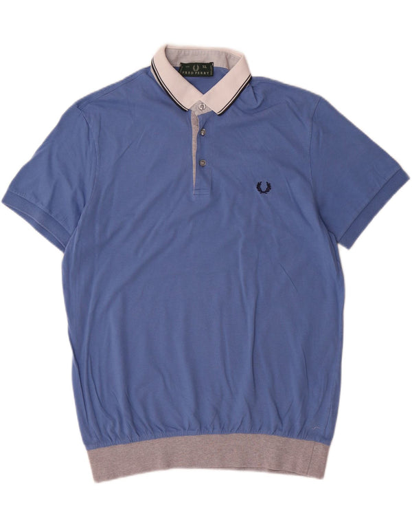 Fred Perry Mens Short Sleeve Polo Neck Jumper Sweater XL Blue Colourblock