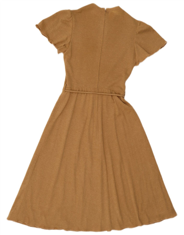 Vintage Womens A-Line Dress IT 38 XS Beige Polyester