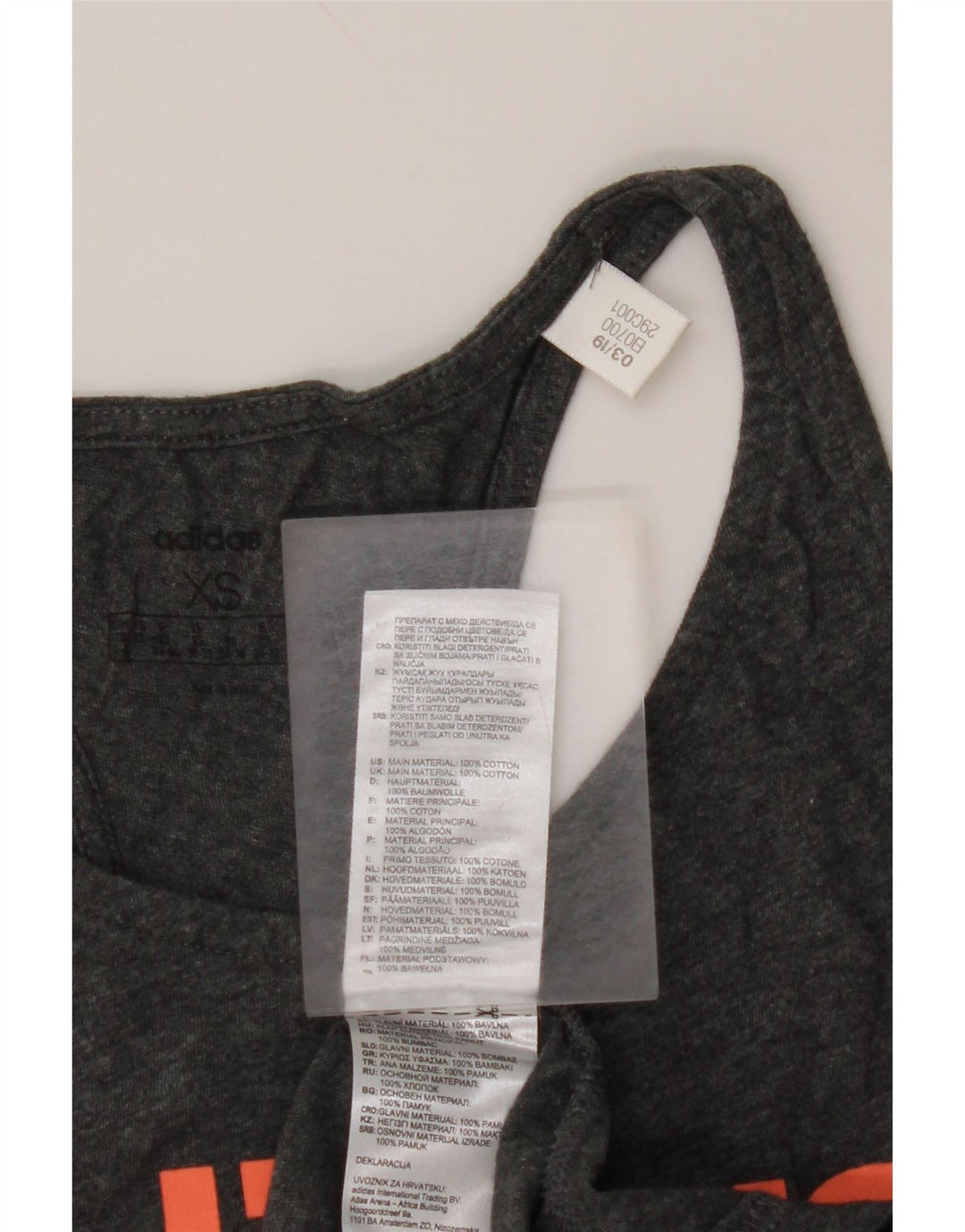 ADIDAS Womens Graphic Vest Top UK 4/6 XS Grey Cotton