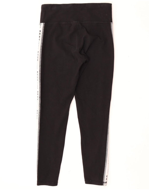 Dkny Womens Graphic Crop Leggings UK 8 Small Black Colourblock Cotton