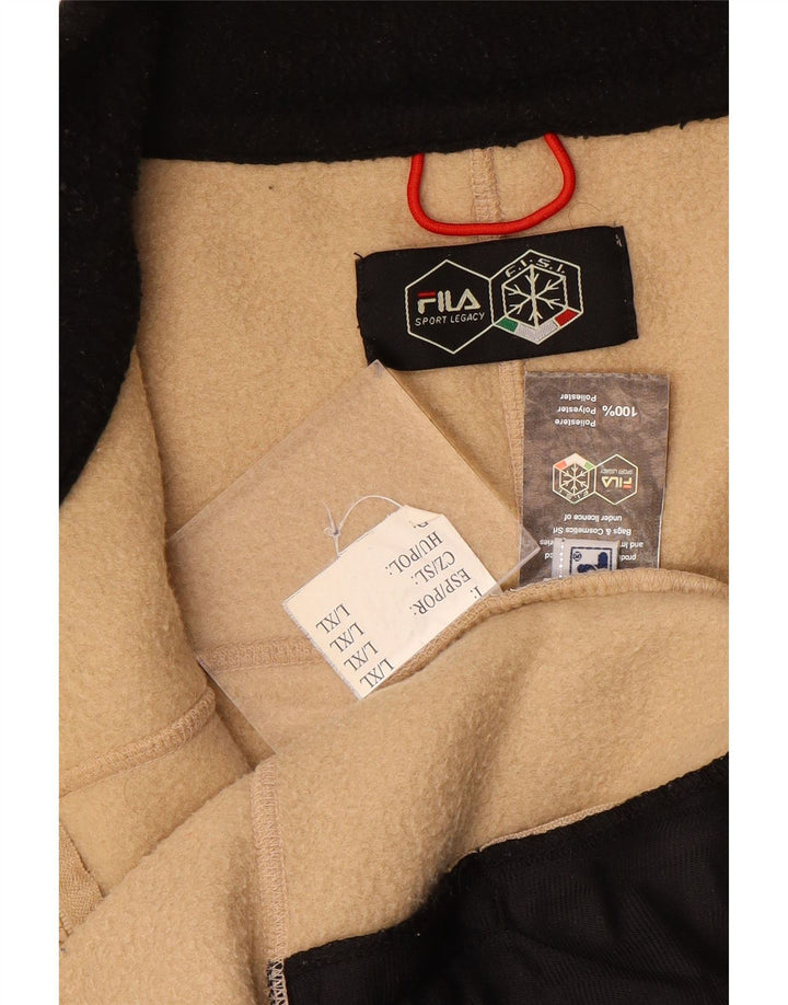 Fila Mens Fleece Jacket UK 40 Large Beige Colourblock Polyester