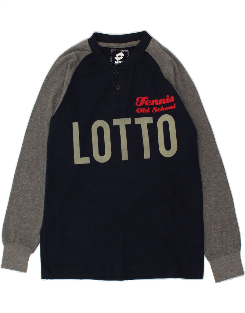 LOTTO Boys Graphic Sweatshirt Jumper 11-12 Years Navy Blue Colourblock | Vintage Lotto | Thrift | Second-Hand Lotto | Used Clothing | Messina Hembry 