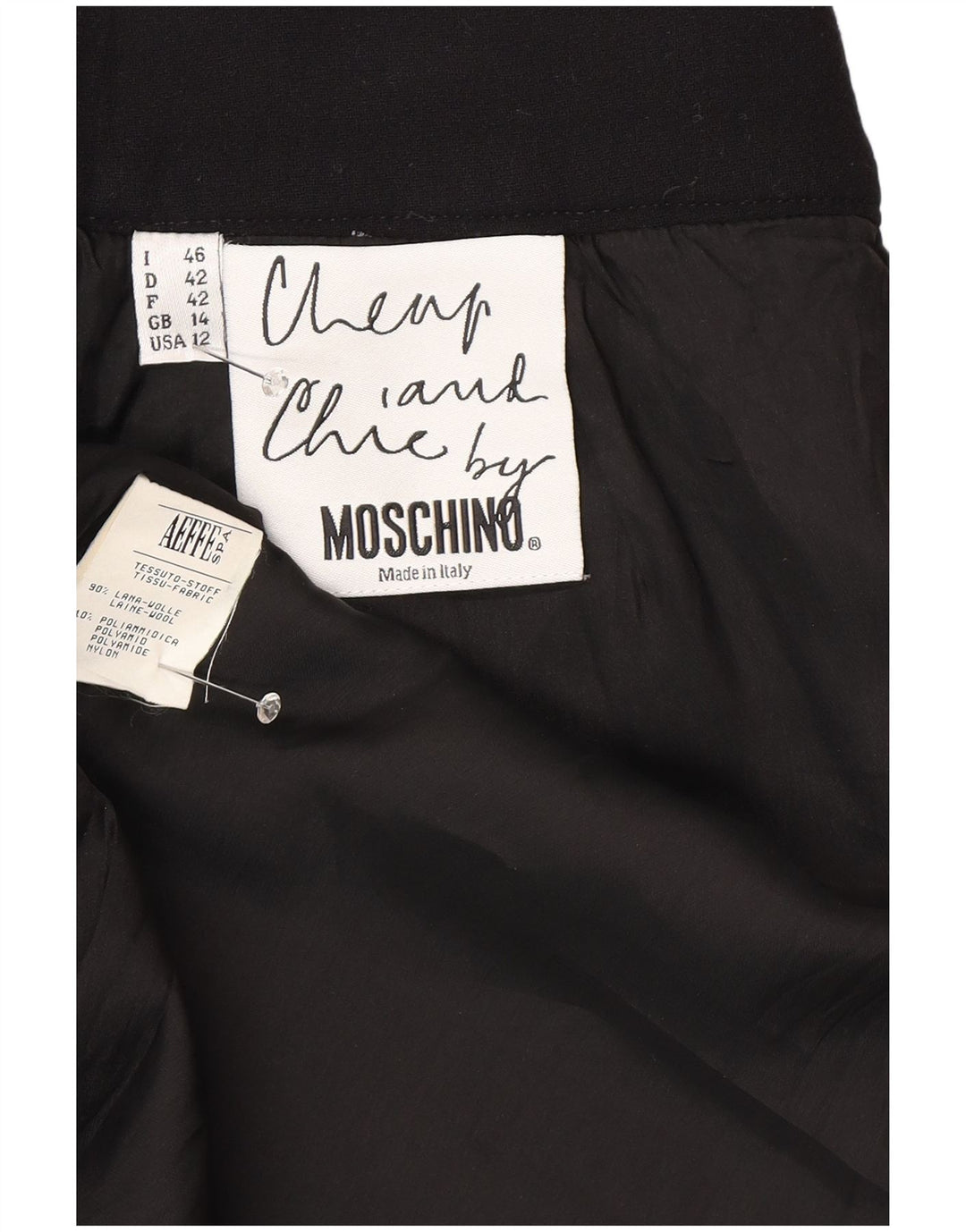 Moschino Womens Cheap and Chic Pencil Skirt UK 14 Medium W28 Black Wool