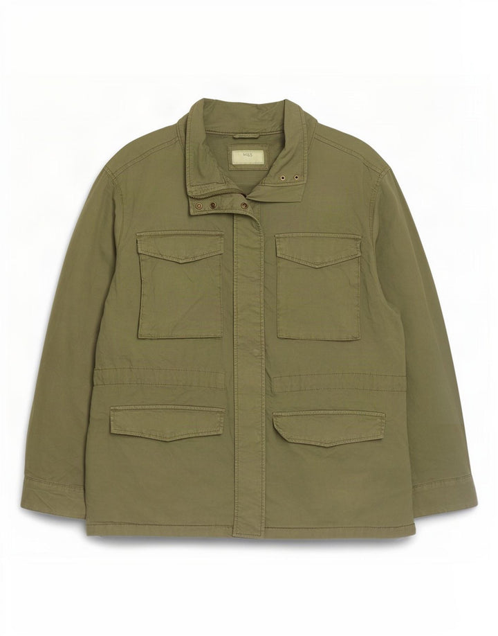 Marks & Spencer Womens Oversized Utility Jacket UK 16 Large Khaki Cotton