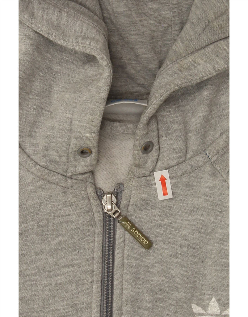 ADIDAS Womens Zip Hoodie Sweater UK 10 Small Grey Cotton Vintage Adidas and Second-Hand Adidas from Messina Hembry 