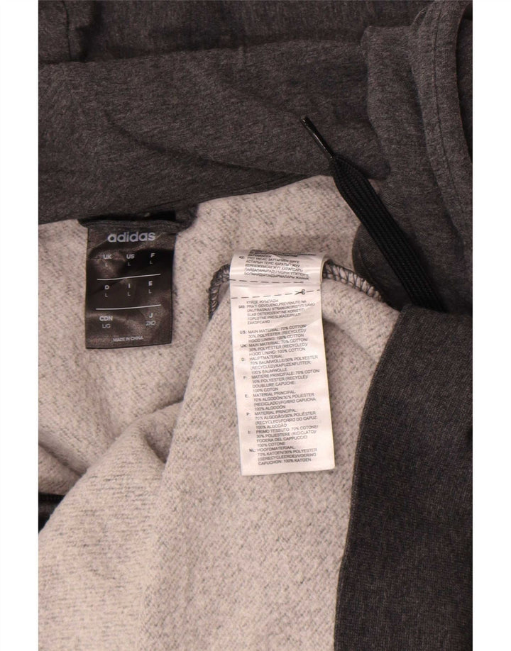 Adidas Mens Zip Hoodie Sweater Large Grey Cotton