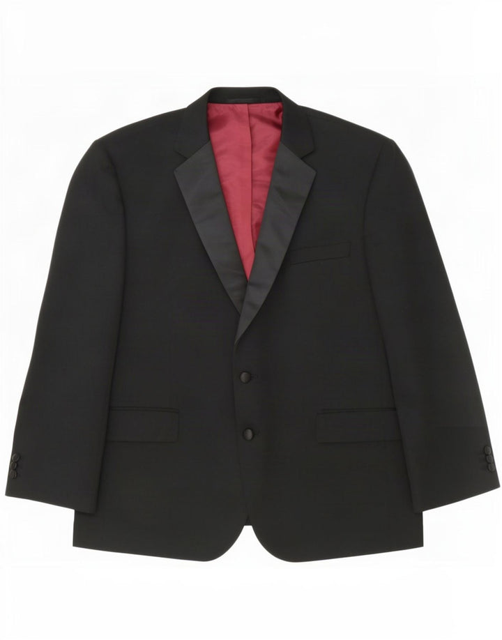 Marks & Spencer Mens 2 Button Blazer Jacket UK 48 2XL Black Polyester