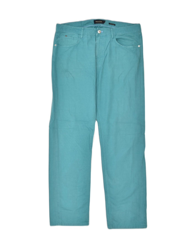 MASSIMO DUTTI Mens Straight Casual Trousers W32 L30 Turquoise Cotton | Vintage | Thrift | Second-Hand | Used Clothing | Messina Hembry 