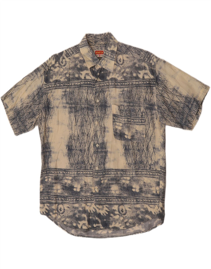 Wampum Mens Short Sleeve Abstract Pattern Shirt Medium Blue