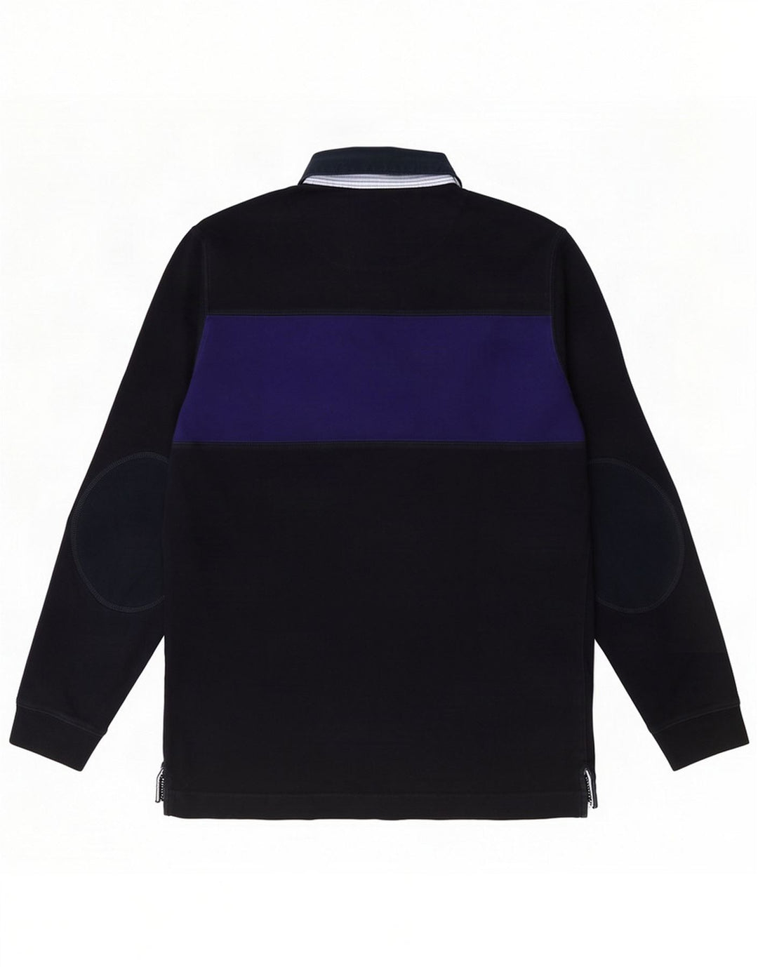 Massimo Dutti Mens Long Sleeve Polo Shirt Medium Navy Blue Colourblock