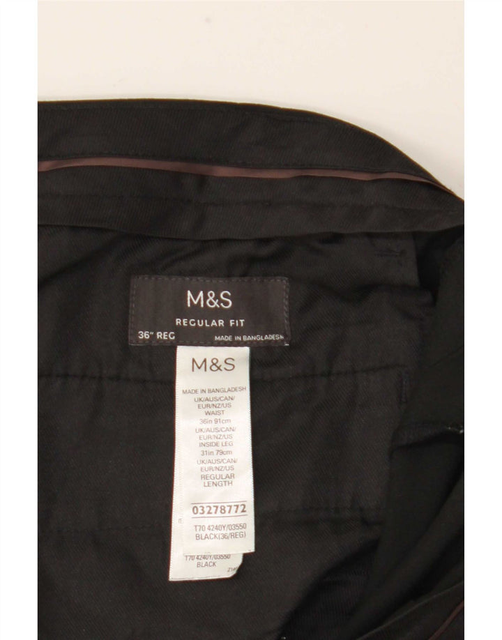 Marks & Spencer Mens Straight Regular Fit Suit Trousers W36 L31 Black