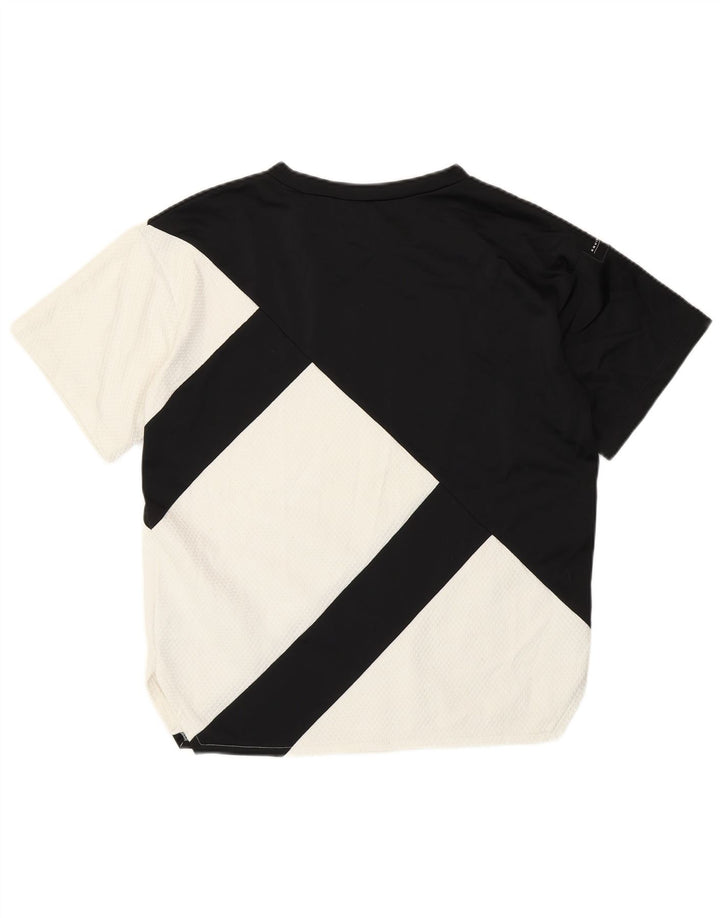 ADIDAS Womens T-Shirt Top UK 12 Medium Black Colourblock Polyester