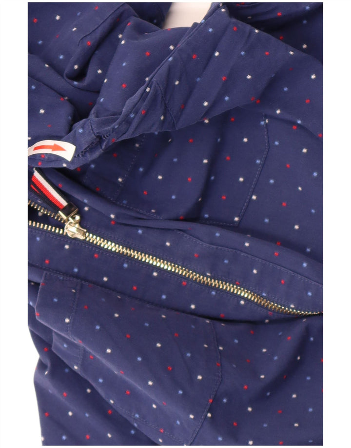 Tommy Hilfiger Womens Pullover Shirt UK 14 Medium Navy Blue Spotted Cotton