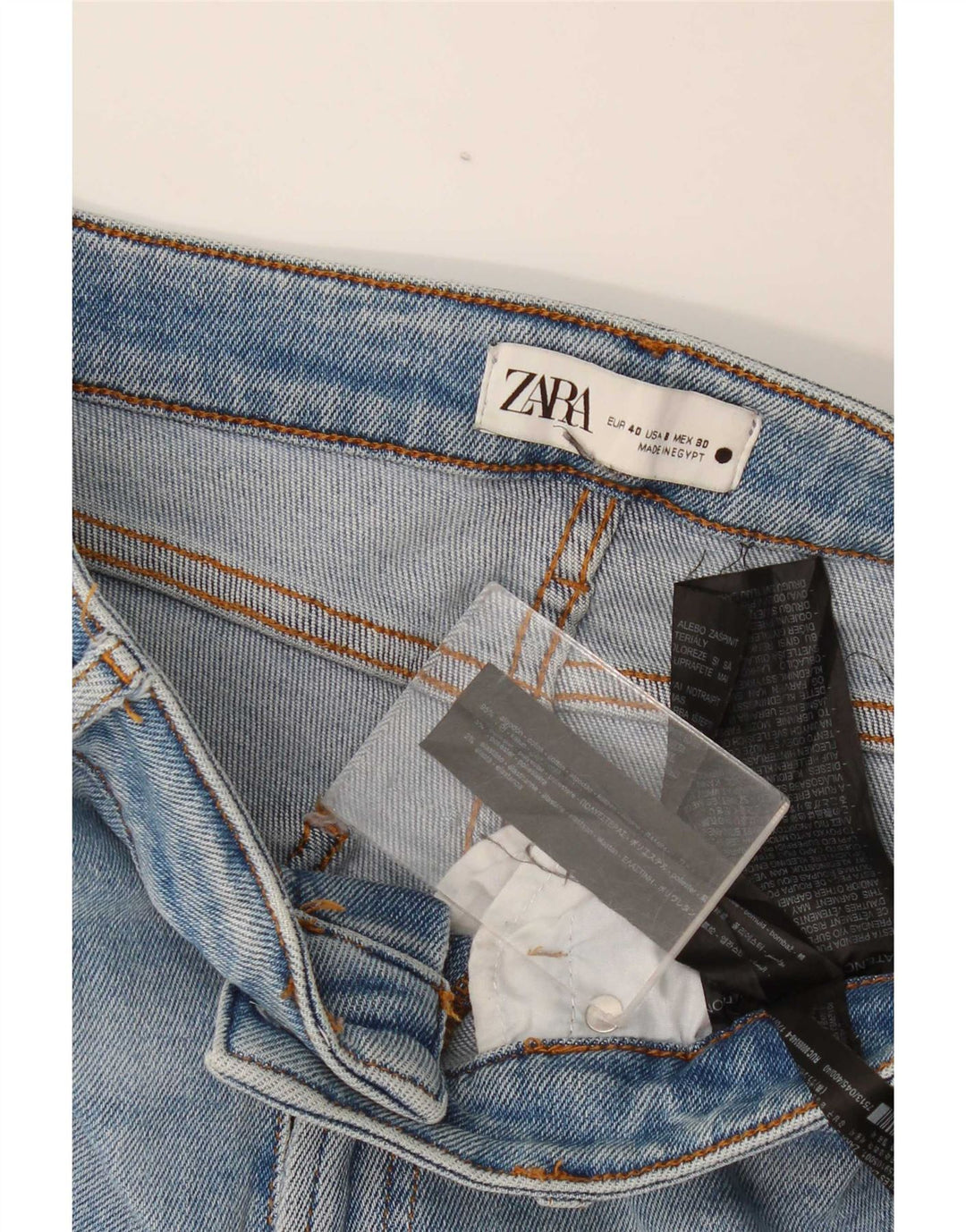 Zara Womens High Waist Distressed Slim Jeans EU 40 Medium W30 L29 Blue