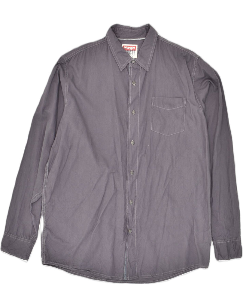 WRANGLER Mens Shirt Large Grey Cotton | Vintage Wrangler | Thrift | Second-Hand Wrangler | Used Clothing | Messina Hembry 