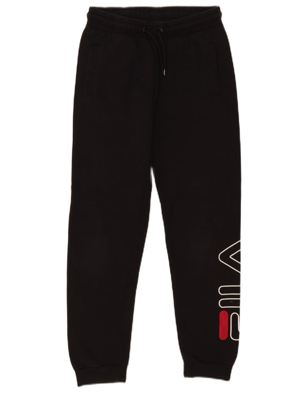 Fila Boys Graphic Tracksuit Trousers Joggers 9-10 Years  Black Cotton
