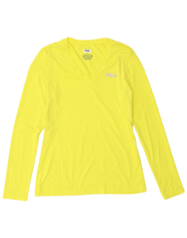 Fila Womens Top Long Sleeve UK 10 Small Yellow Polyester