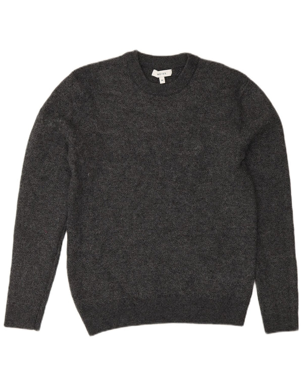 Reiss Womens Crew Neck Jumper Sweater UK 12 Medium Grey Flecked Wool
