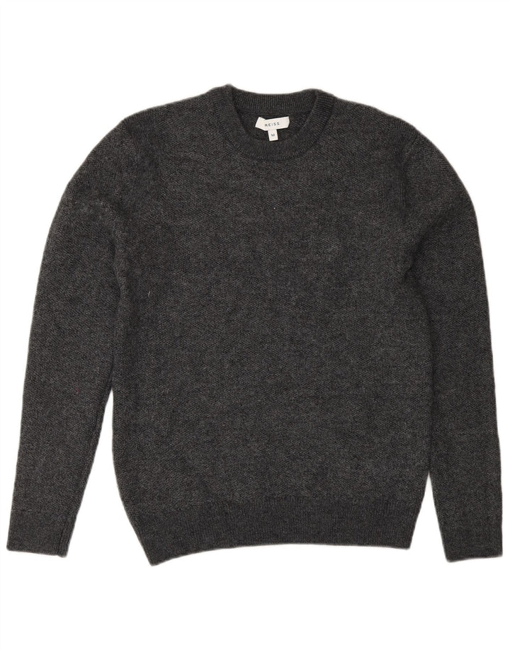 Reiss Womens Crew Neck Jumper Sweater UK 12 Medium Grey Flecked Wool