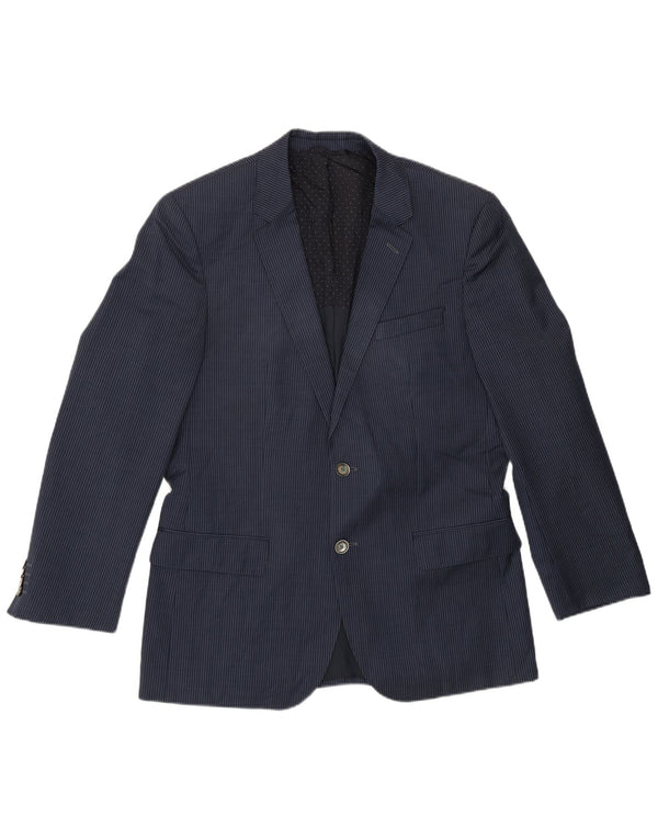 Hugo Boss Mens 2 Button Blazer Jacket EU 50 Large Navy Blue Pinstripe