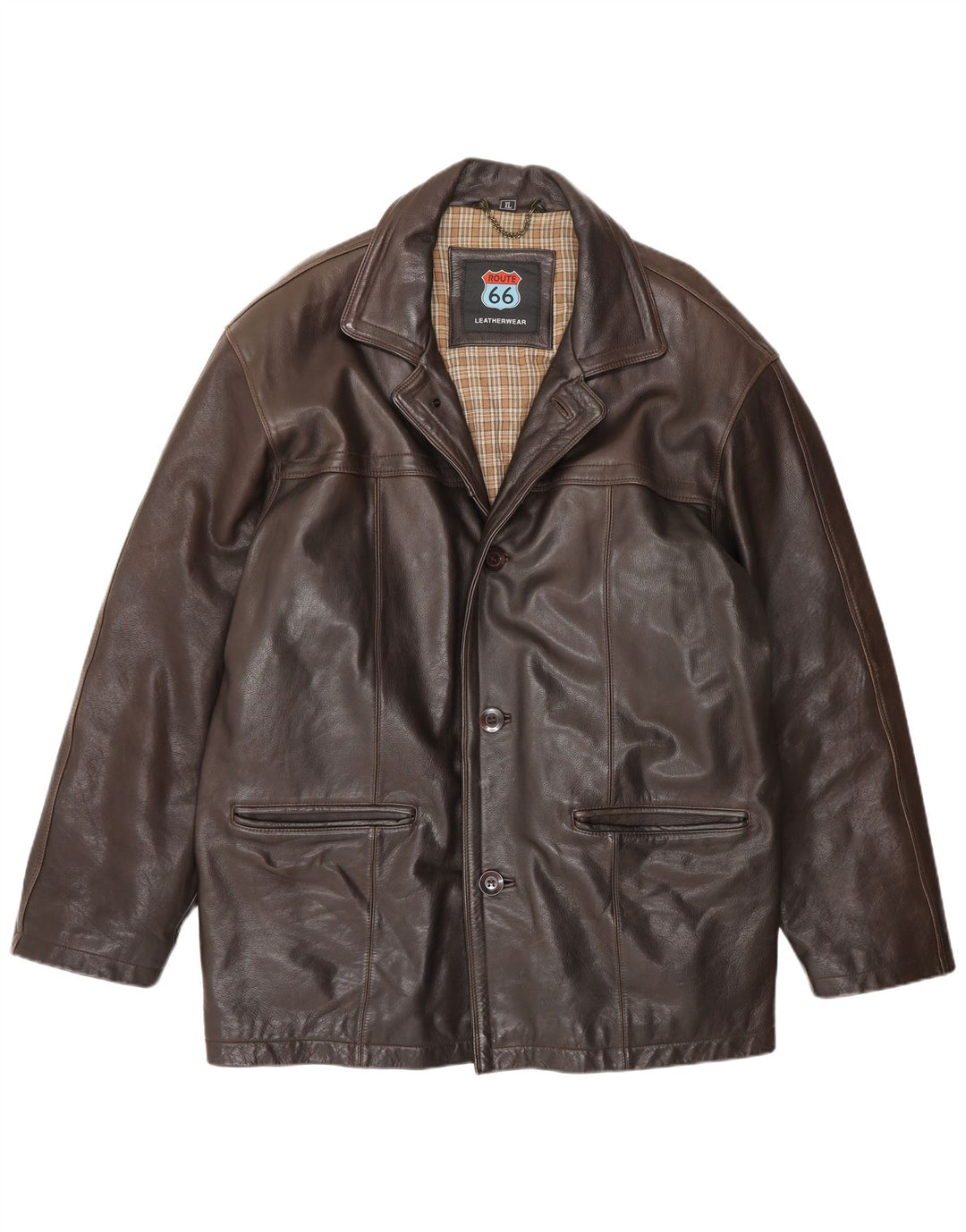 Route 66 Mens Leather Jacket UK 42 XL Brown