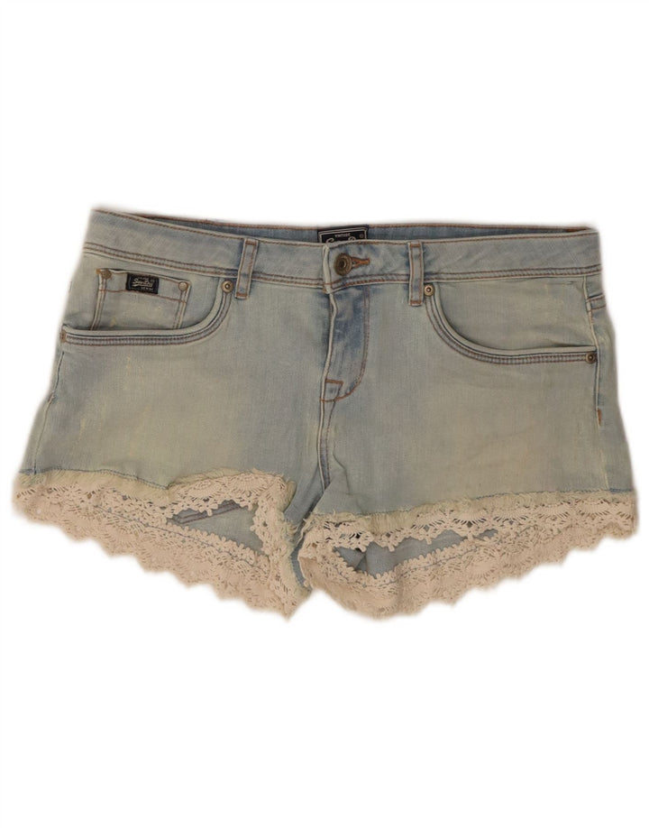 Superdry Womens Denim Shorts W28 Medium Blue Cotton