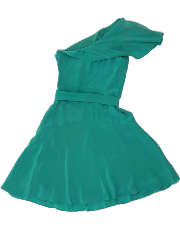 COAST Womens One Shoulder Dress UK 8 Small Turquoise Silk Vintage Coast and Second-Hand Coast from Messina Hembry 