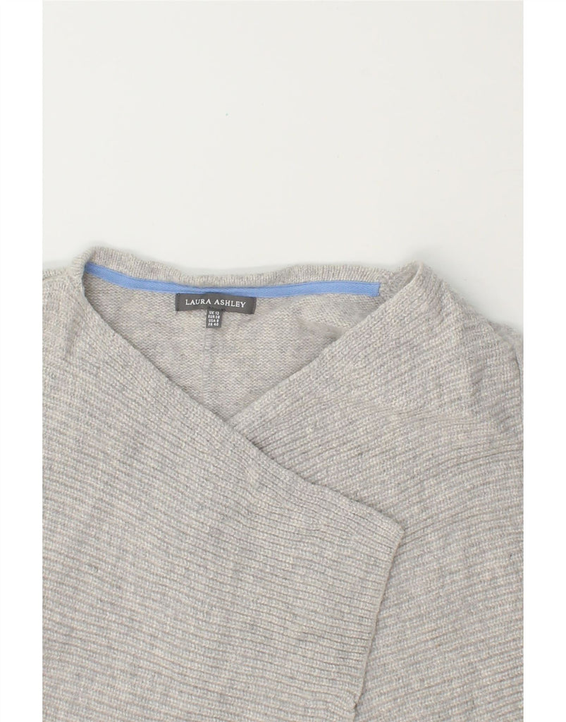 LAURA ASHLEY Womens Asymmetric Cardigan Sweater UK 12 Medium  Grey Vintage Laura Ashley and Second-Hand Laura Ashley from Messina Hembry 