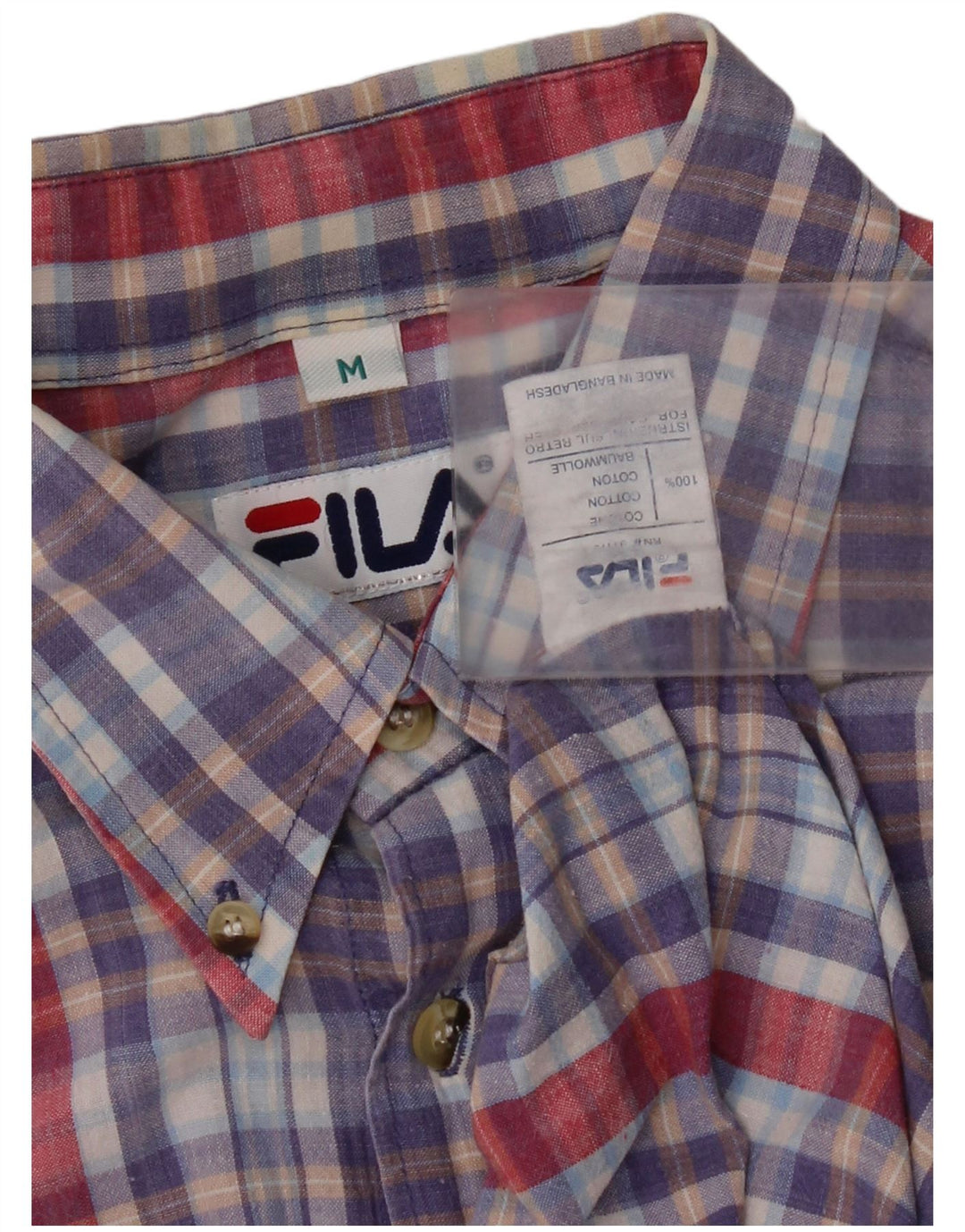 Fila Mens Short Sleeve Shirt Medium Multicoloured Check Cotton