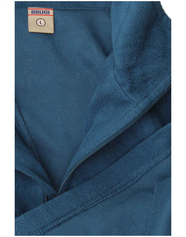 Brugi Mens Zip Neck Fleece Jumper Large Blue