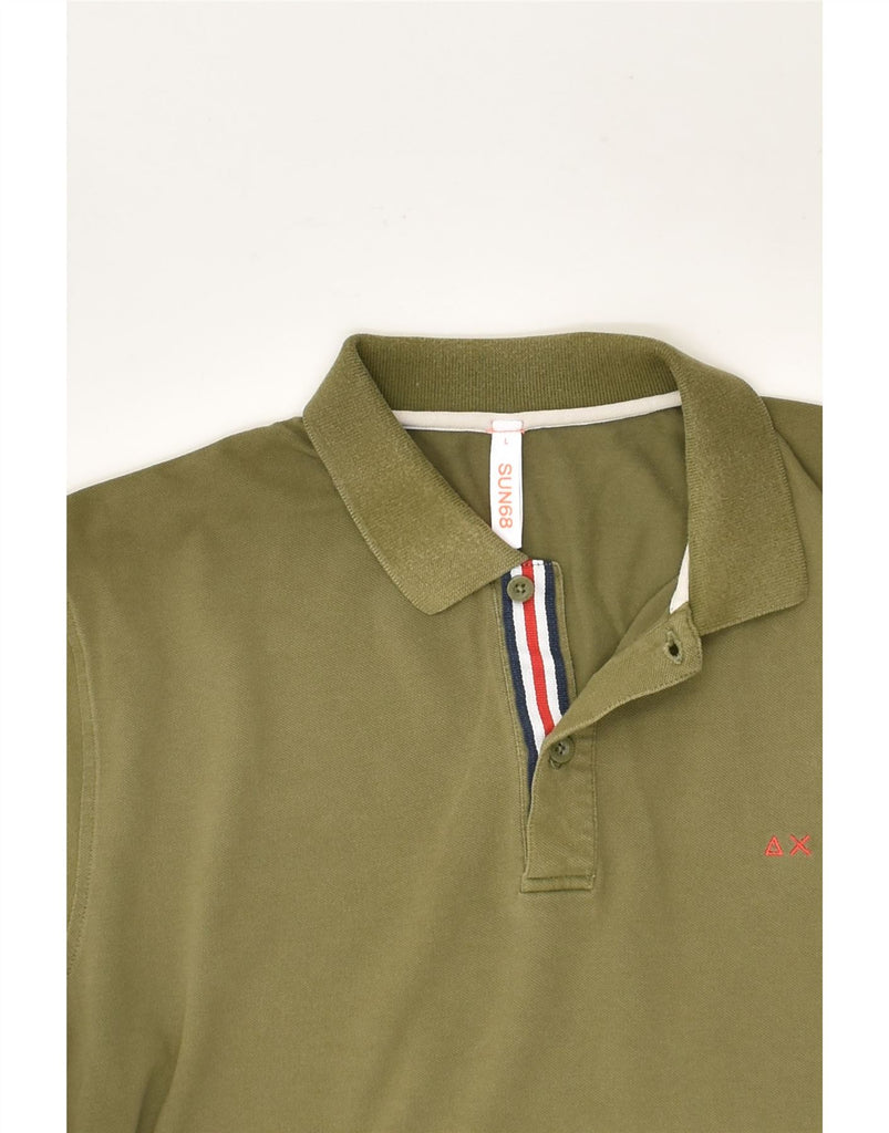 SUN68 Mens Polo Shirt Large Khaki Cotton | Vintage Sun68 | Thrift | Second-Hand Sun68 | Used Clothing | Messina Hembry 