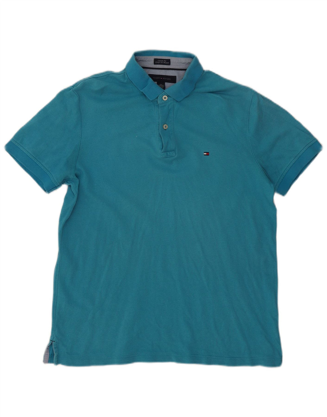 TOMMY HILFIGER Mens Custom Fit Polo Shirt Medium Blue