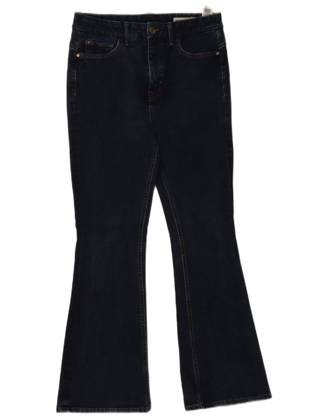 Marks & Spencer Womens Flared Jeans UK 12 Medium W28 L27 Navy Blue Cotton