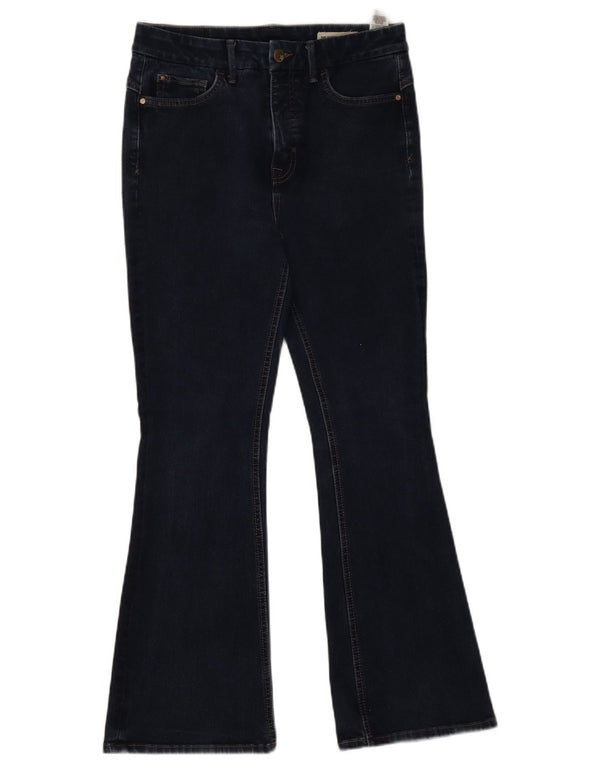 Marks & Spencer Womens Flared Jeans UK 12 Medium W28 L27 Navy Blue Cotton