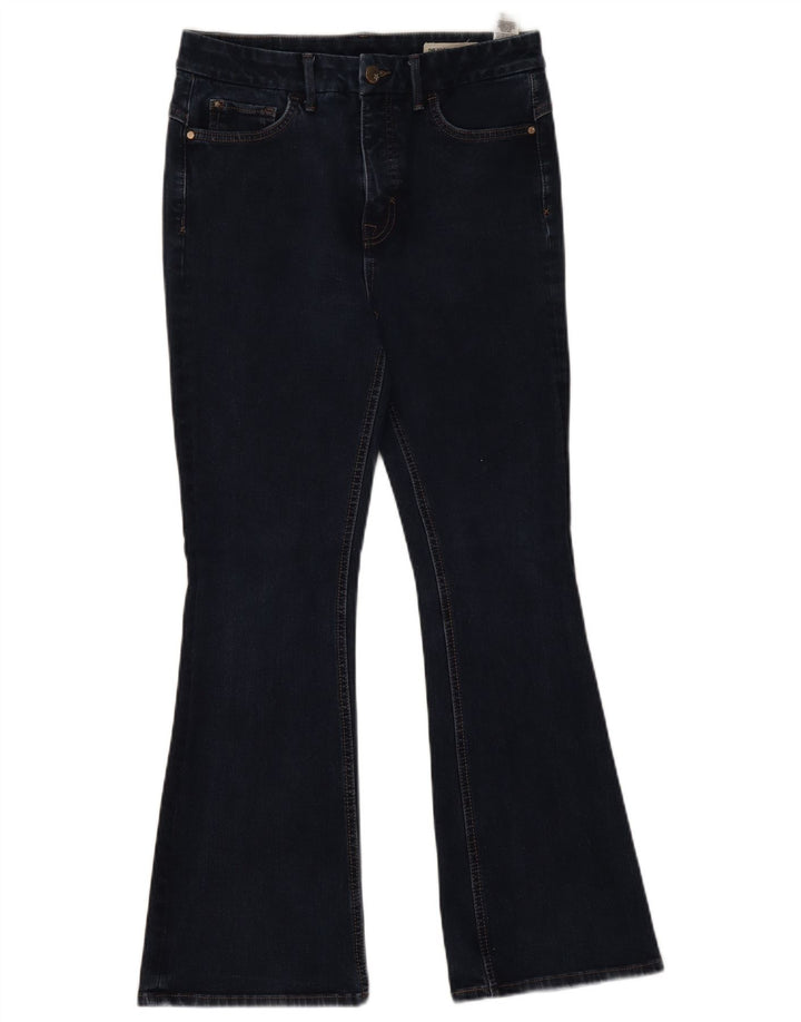 Marks & Spencer Womens Flared Jeans UK 12 Medium W28 L27 Navy Blue Cotton