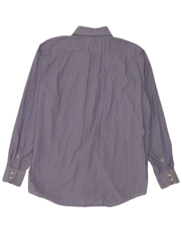 Lacoste Mens Shirt Size 42 Large Blue Pinstripe Cotton