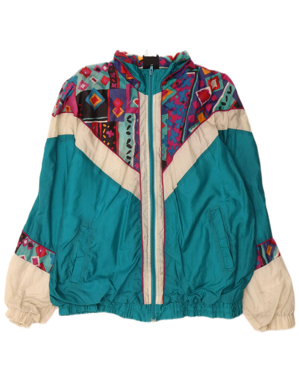 Stefano Mens Tracksuit Top Jacket Large Blue Colourblock Nylon