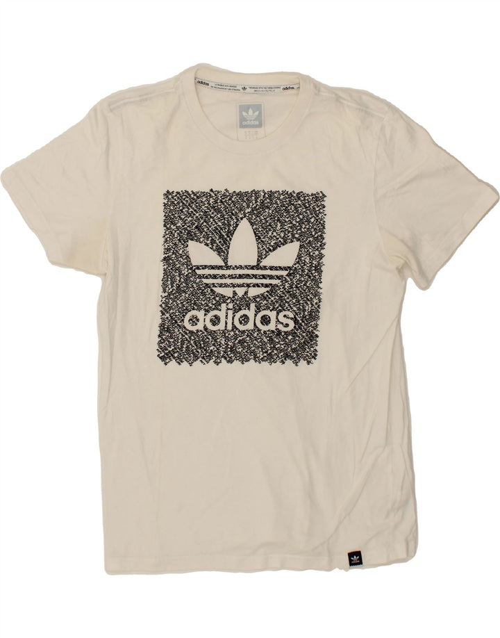 ADIDAS Mens Graphic T-Shirt Top Medium White Cotton Vintage Adidas and Second-Hand Adidas from Messina Hembry 