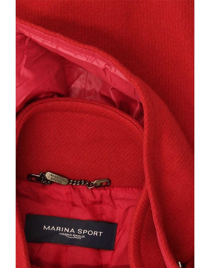 Marina Sport Womens Oversized Hooded Overcoat Size 25 Large Red Virgin Wool