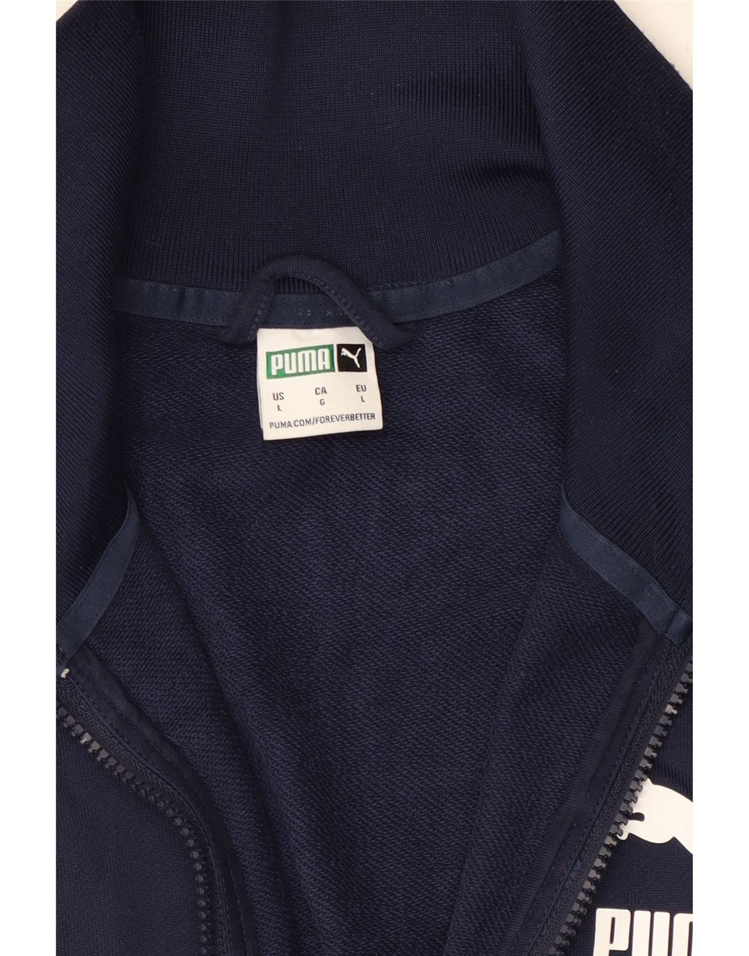 PUMA Mens Tracksuit Top Jacket Large Navy Blue Colourblock Polyester