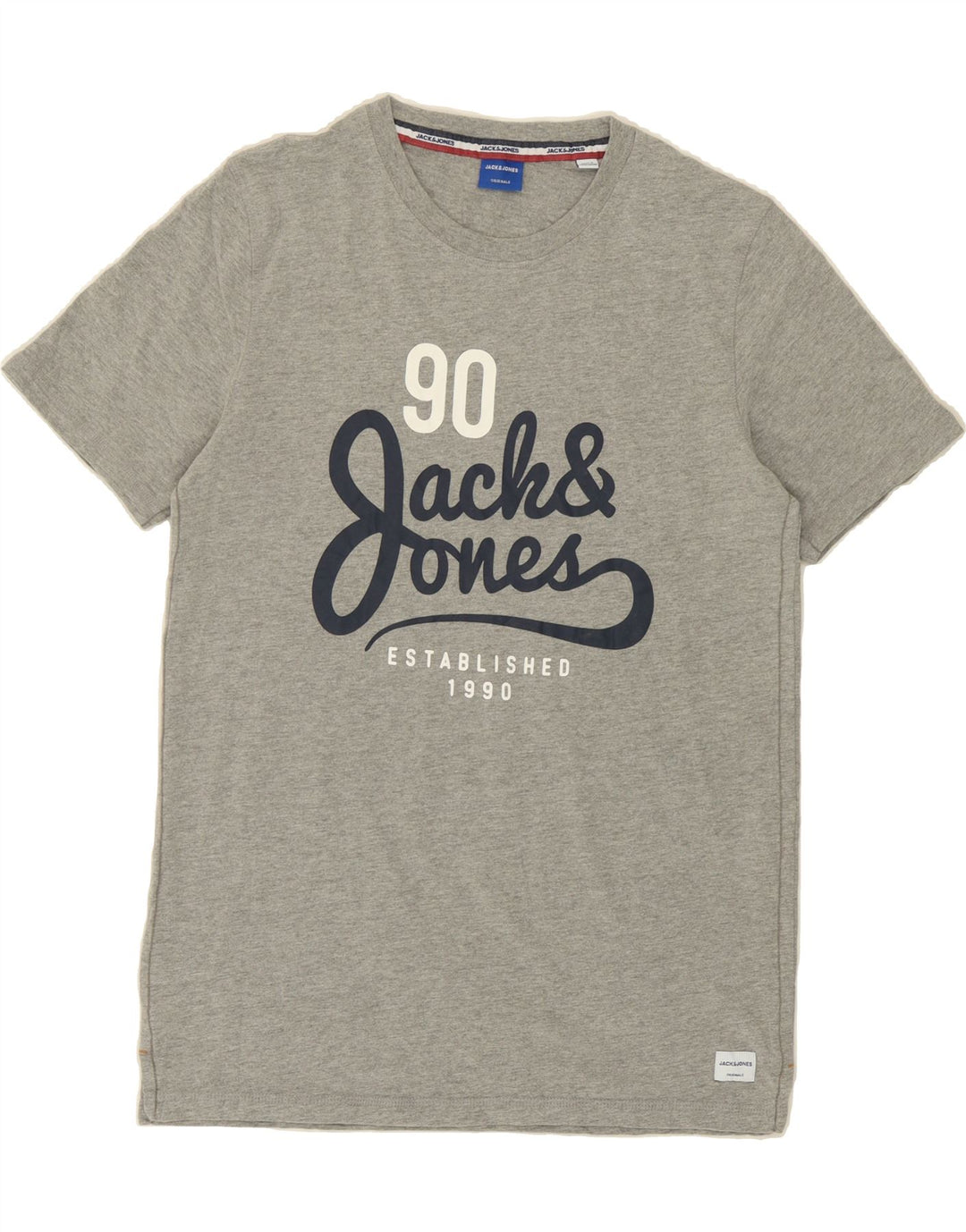 JACK & JONES Mens Graphic T-Shirt Top Large Grey Cotton Vintage Jack & Jones and Second-Hand Jack & Jones from Messina Hembry 