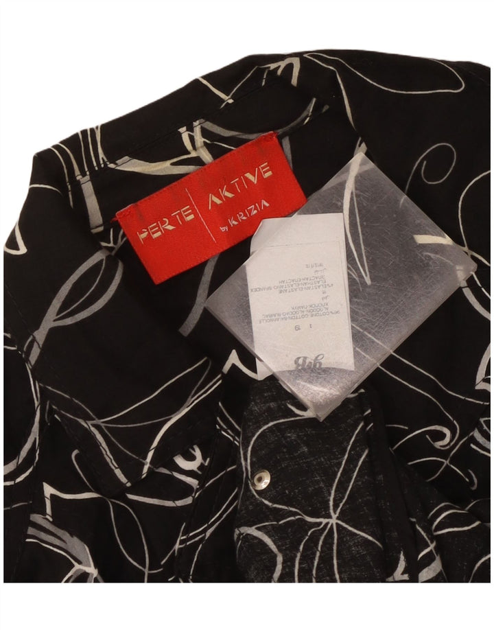 Perte by Krizia Womens 3 Button Blazer Jacket UK 12 Medium Black Floral