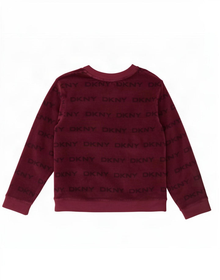 Dkny Womens Graphic Top Long Sleeve UK 18 XL Maroon Polyester
