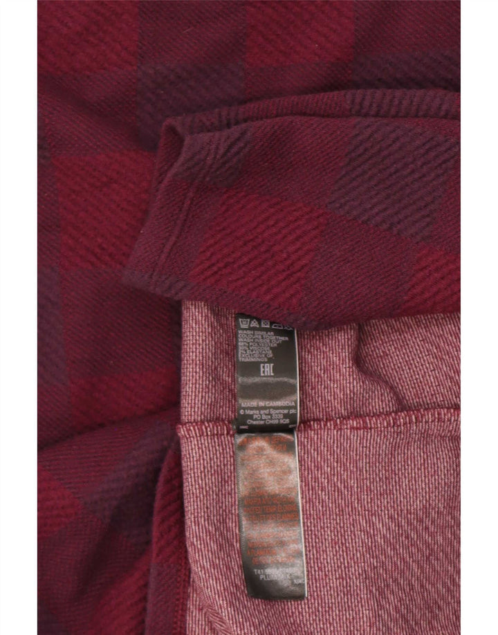 Marks & Spencer Womens Top Long Sleeve UK 14 Large Purple Check Polyester