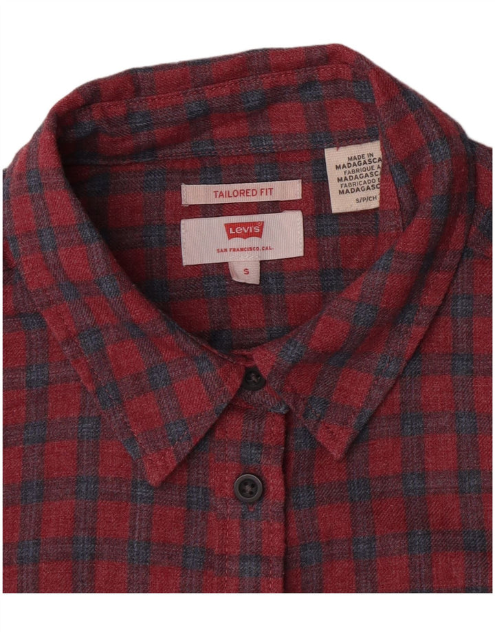 Levi's Womens Tailored Fit Flannel Shirt UK 10 Small Red Check