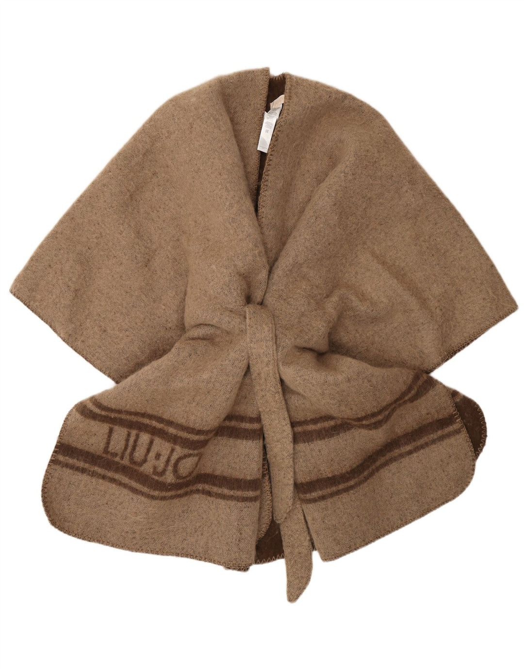 Liu Jo Womens Graphic Poncho Coat One Size Brown Striped Polyester