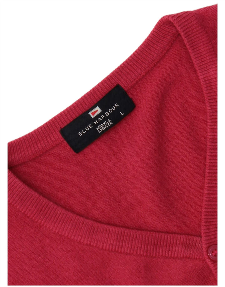 Marks & Spencer Womens V-Neck Jumper Sweater UK 16 Large Pink
