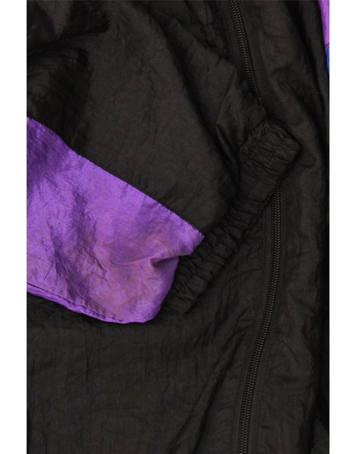 Vintage Mens Tracksuit Top Jacket XL Black Colourblock Nylon
