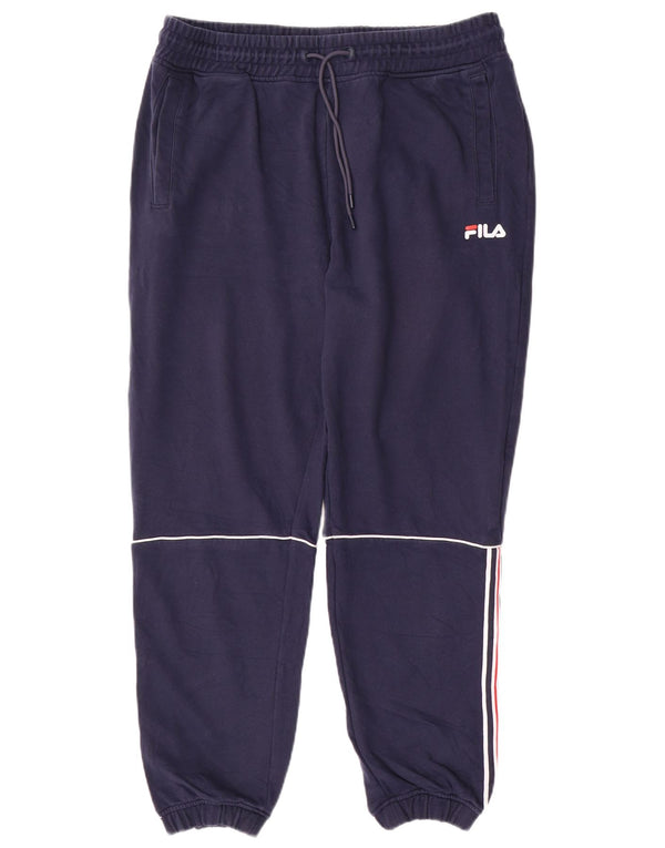 Fila Mens Tracksuit Trousers Joggers Large W34 L28 Navy Blue Cotton