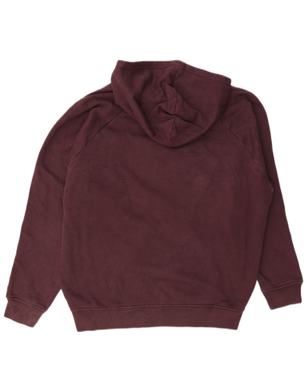 Adidas Womens Oversized Hoodie Jumper UK 12/14 Medium Burgundy Cotton